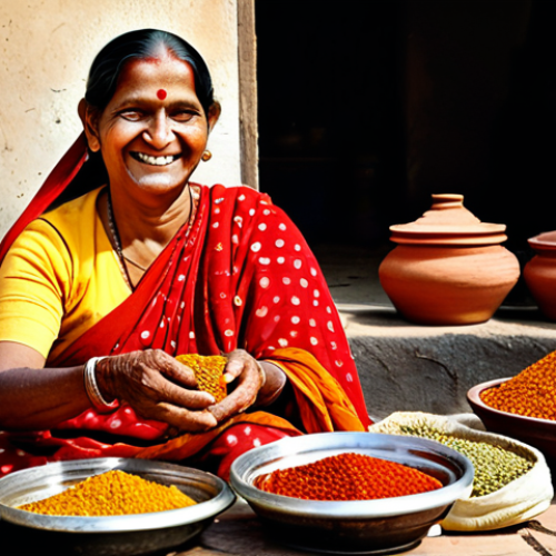 Home 18 Traditional Fermentation Scene**
"A smiling Bengali grandmother in a traditional sari, overseeing clay pots of fermenting vegetables in a sunny courtyard, fully clothed, modest attire, safe for work, perfect anatomy, natural proportions, professional photography, high quality, appropriate content, family-friendly, showcasing the art of fermentation, with ingredients like chilies and spices visible. Focus on the vibrant colors and textures. Backlit."
**