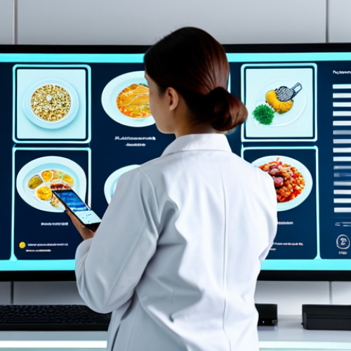 Home 17 **
"A modern food laboratory, showcasing AI-powered smart packaging, fully clothed scientists examining data on a screen, sensors monitoring food quality, appropriate content, safe for work, perfect anatomy, correct proportions, professional, family-friendly, bright lighting, high quality, professional photography."
**