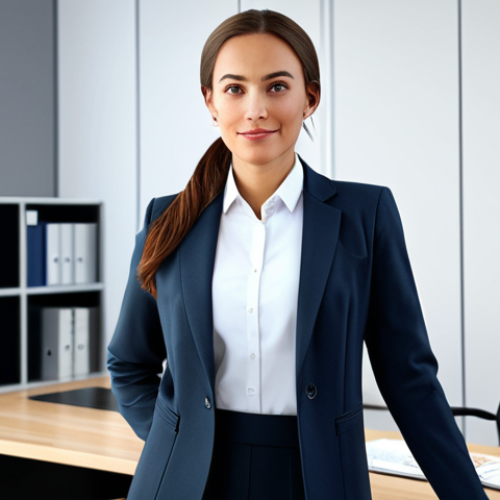 Home 8 **
A professional woman in modest business attire at a modern office desk, fully clothed, safe for work, perfect anatomy, natural proportions, professional, high quality.
**