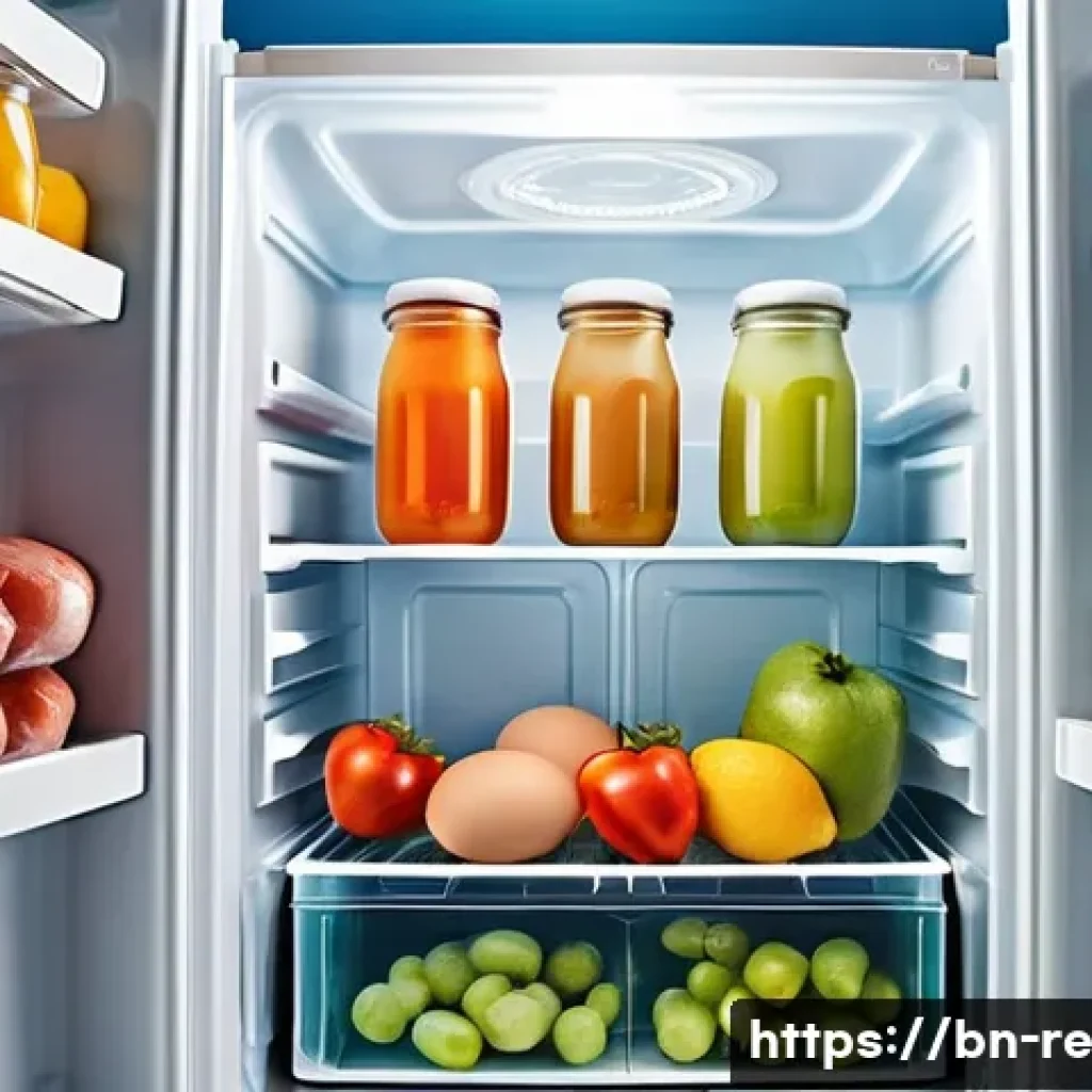가정에서의 음식 보존 방법 - **Refrigerator: Smart and Organized Food Storage**
A bright, clean, and modern refrigerator inte...