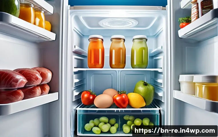 가정에서의 음식 보존 방법 - **Refrigerator: Smart and Organized Food Storage**
A bright, clean, and modern refrigerator inte...