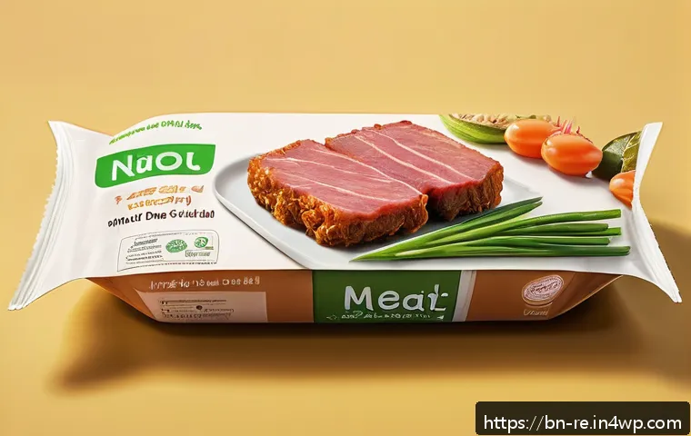 포장재의 종류와 음식 보존 효과 - A futuristic food packaging scene showcasing advanced nano-technology materials preserving fried mea...